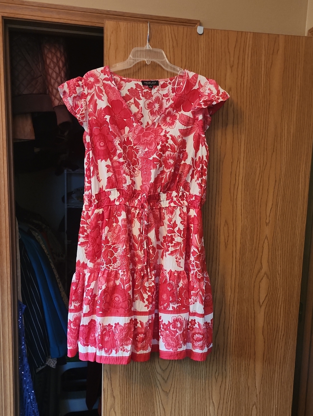 Rachel Zoe White Dress with Red Floral Print